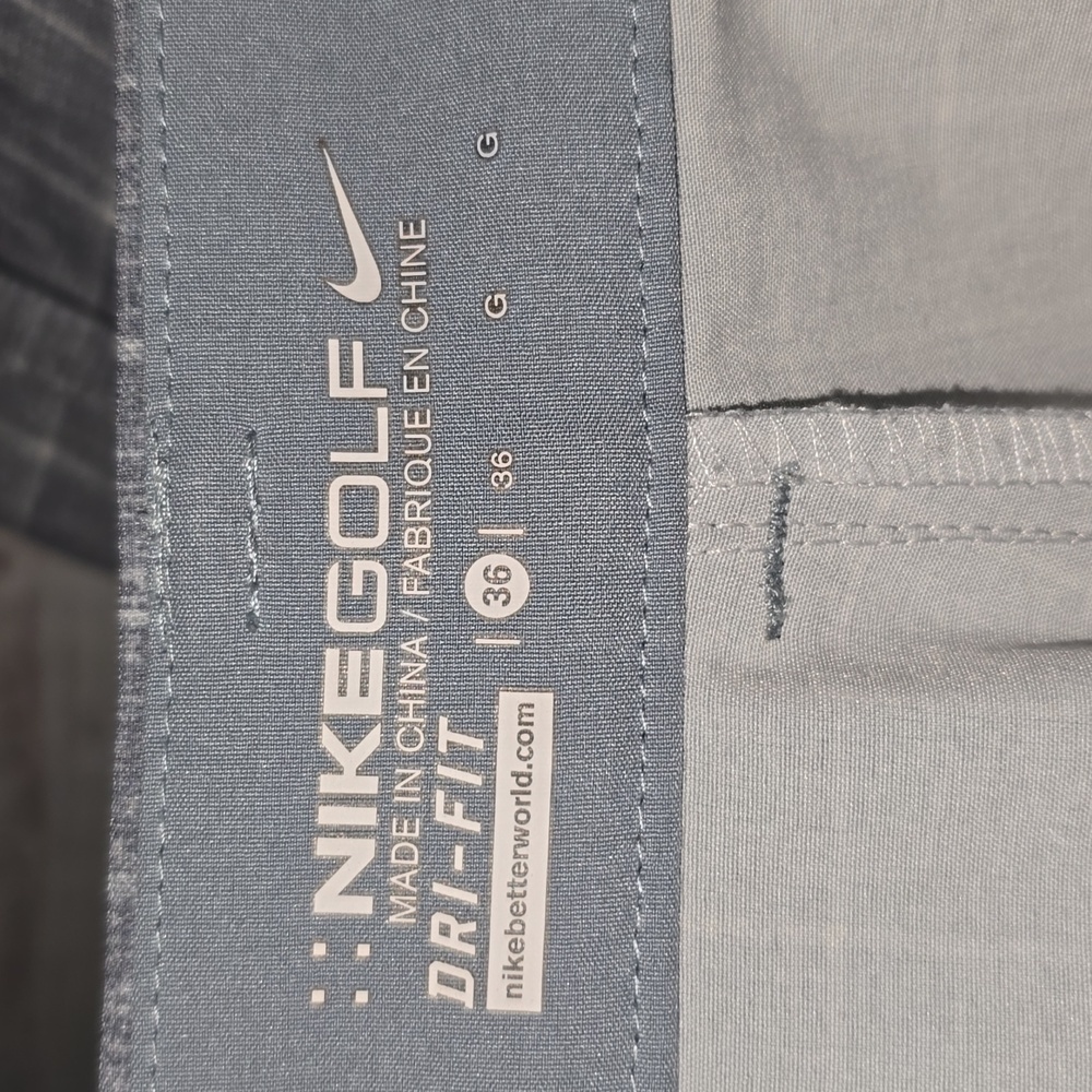 Nike Golf Dri Fit Shorts Gray White Plaid Polyester Blend Men's Size 36 - Picture 8 of 12